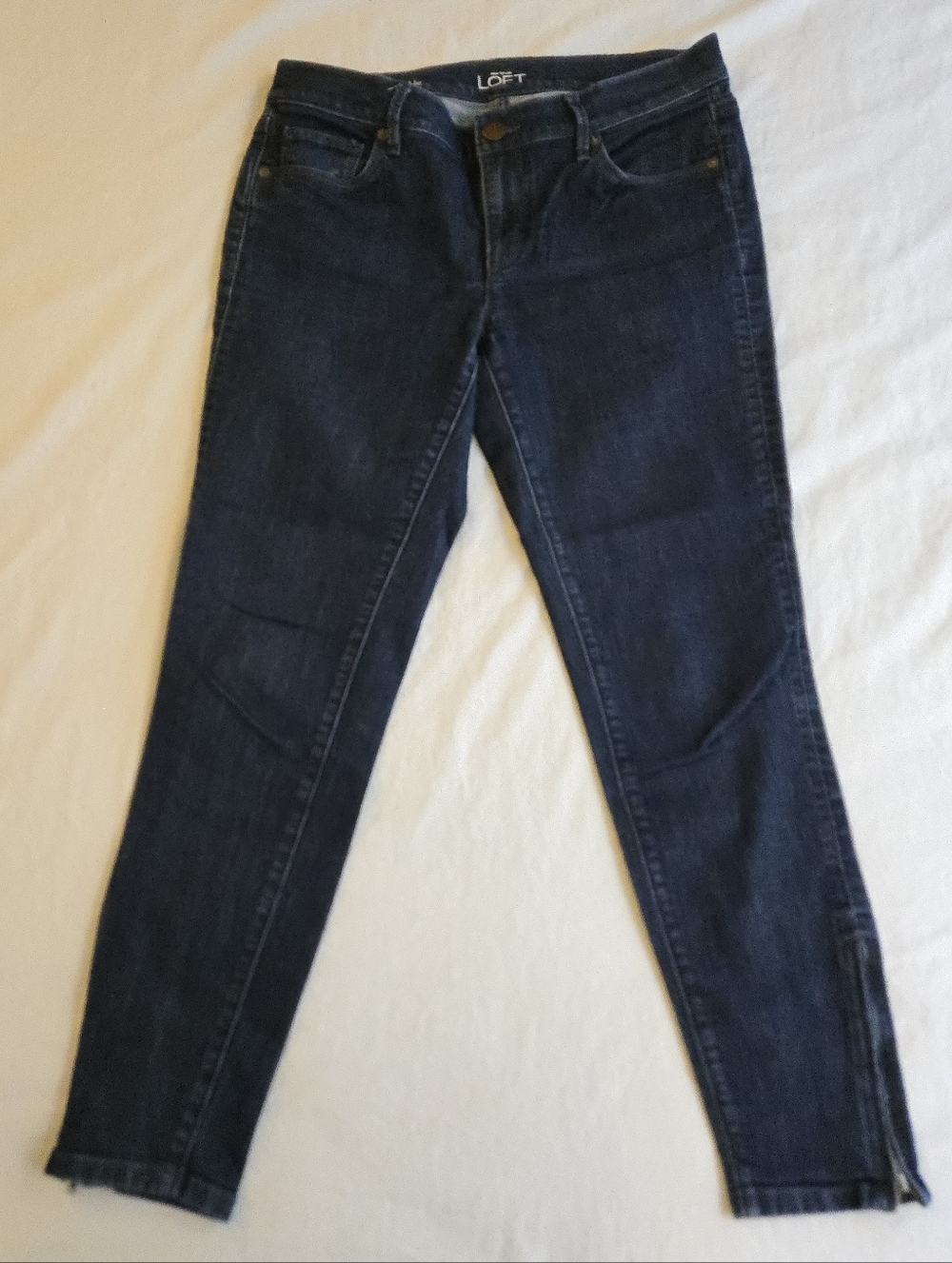 LOFT Modern Skinny Ankle Zip Indigo Blue Jeans EB3